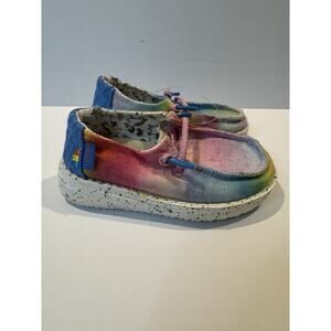 Hey Dude Wendy Youth Dreamer Size K7 Slip-On Shoes Rainbow Unicorn Canvas Kids
